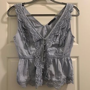 Abercrombie light blue lace crochet top